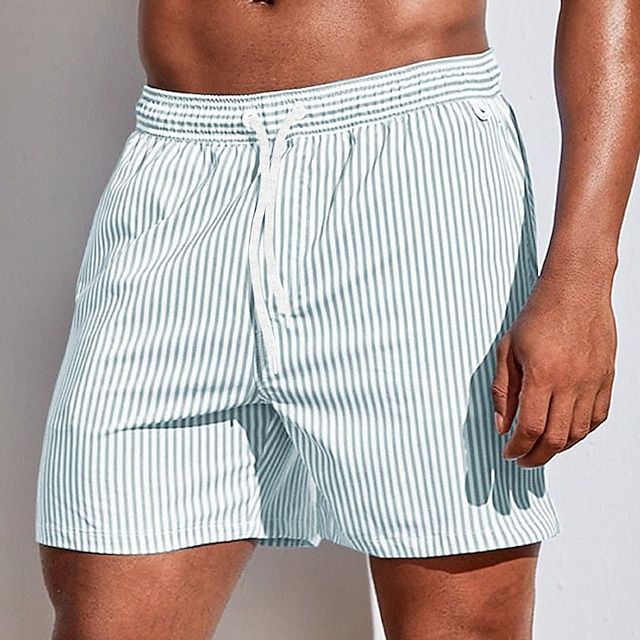 Men's quick-dry swim shorts elastic waist mid-thigh cut Nordic-inspired summer beach style