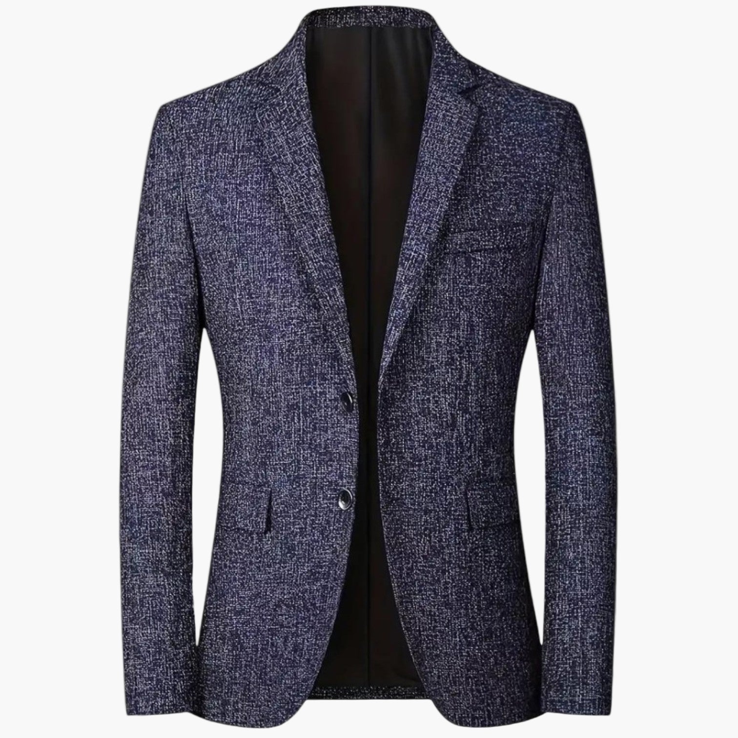 Men's slim fit navy business blazer classic old money style subtle pattern refined silhouette