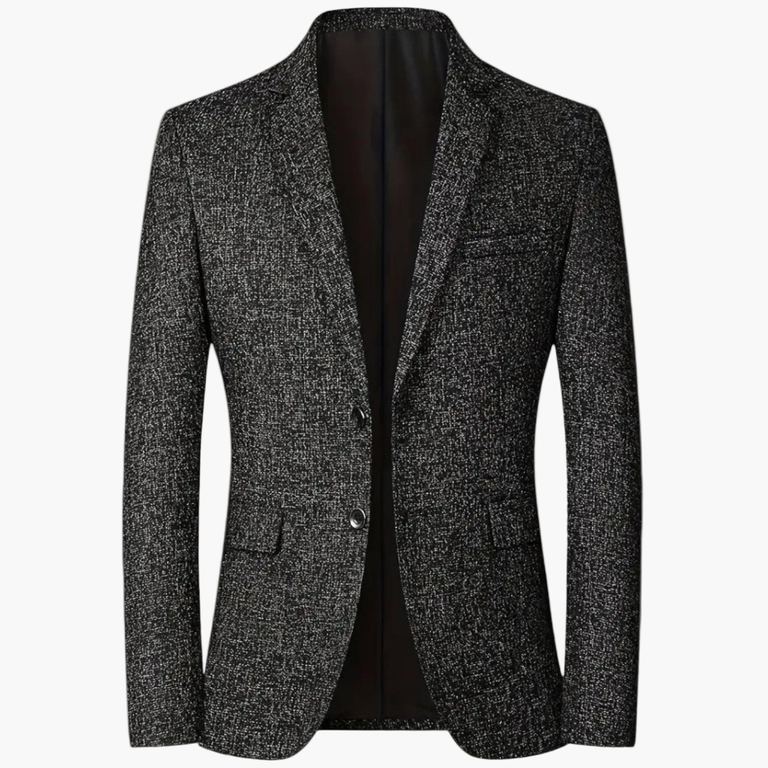 Men's slim fit navy business blazer classic old money style subtle pattern refined silhouette