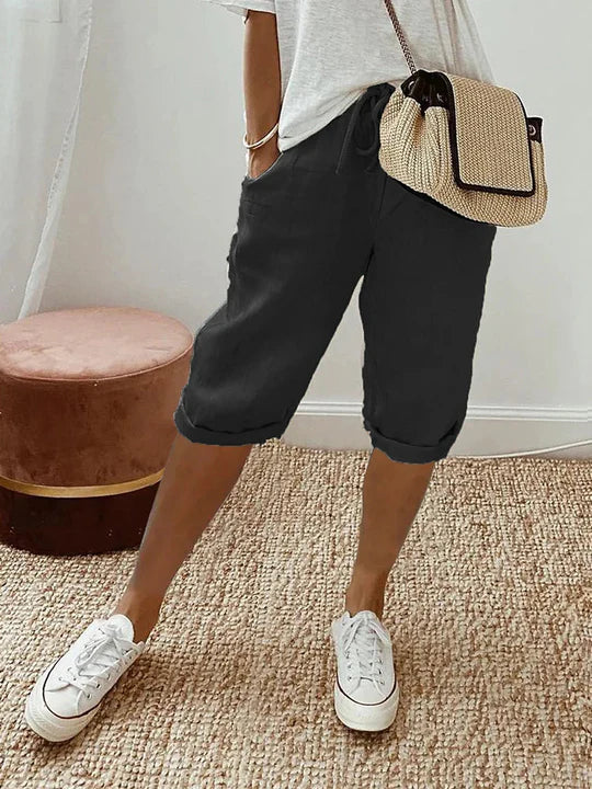 Women's cotton linen pink shorts breathable lightweight summer comfort easy care stylish casual fit
