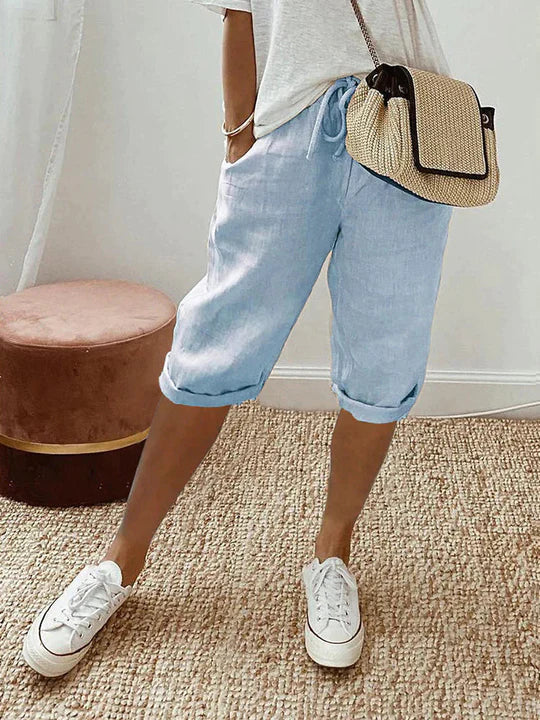 Women's cotton linen blend pink shorts lightweight breathable summer casual easy care stylish comfort