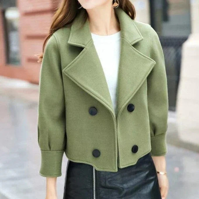 Women's short minimalist Jessa coat classic clean-line silhouette elegant everyday outerwear