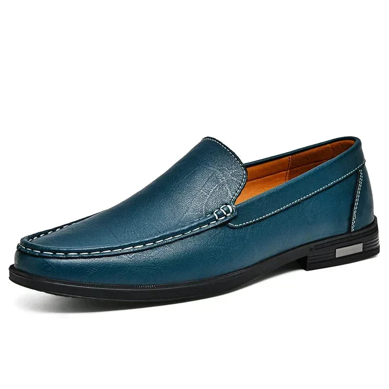 Men's sparkling silver loafers elegant slip-on dress shoes with luminous light-reflecting finish