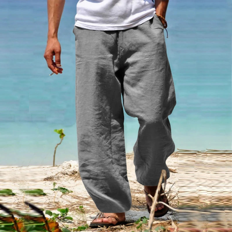 Men's relaxed fit casual summer pants lightweight breathable fabric for warm days comfort