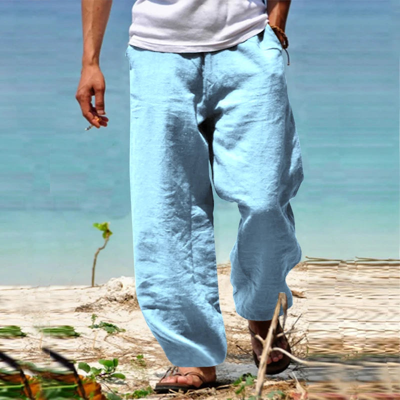 Men's casual relaxed fit summer pants lightweight breathable fabric for warm days comfort