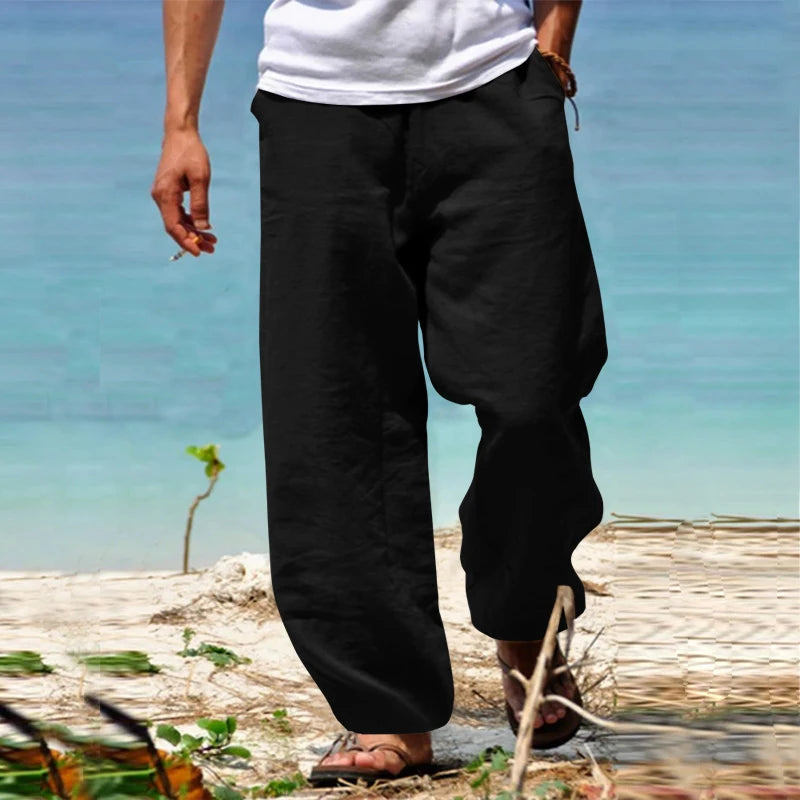 Men's casual summer pants relaxed fit lightweight breathable fabric warm days comfort