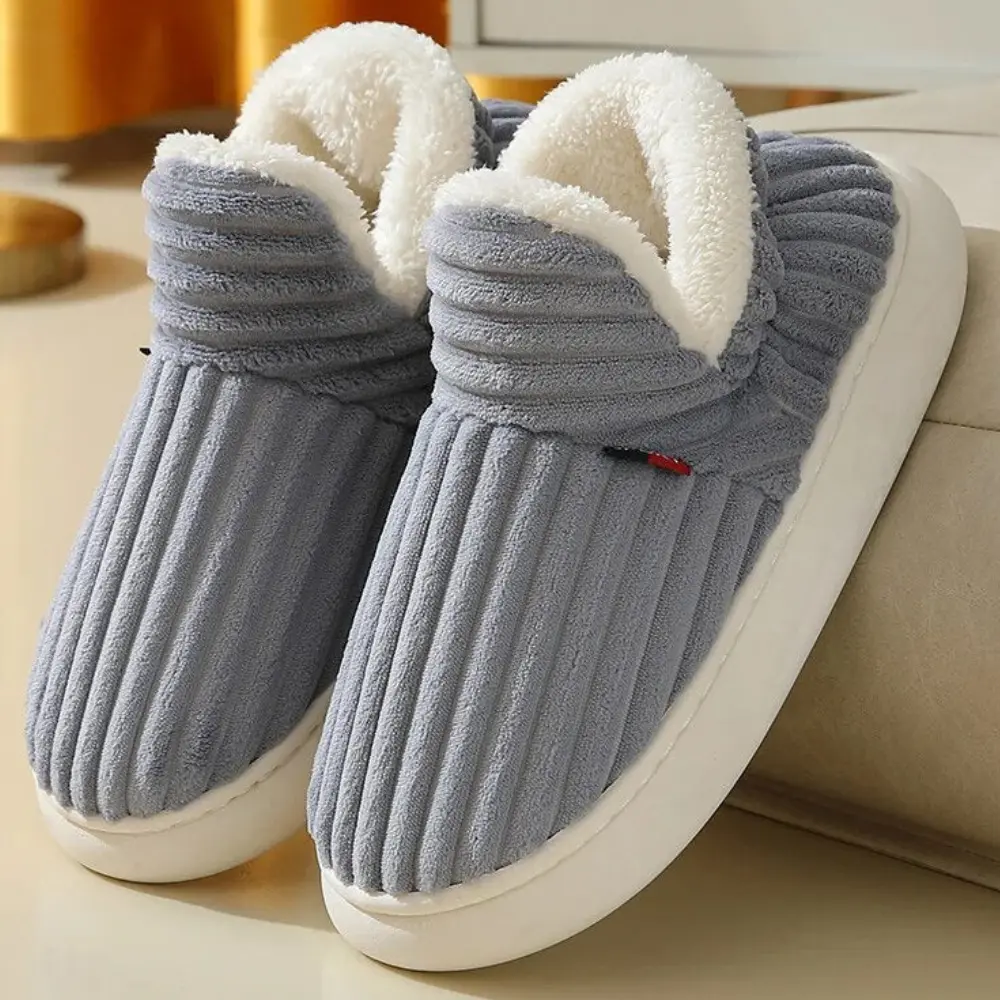 Women's fluffy sherpa slippers in neutral tone, slip-on cozy design with non-slip outdoor sole