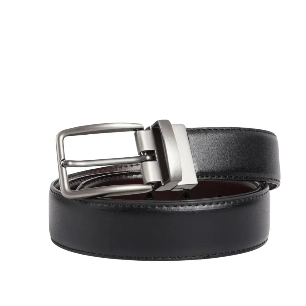 Mens Black Leather Buckle Belt - Urbann-Vibe
