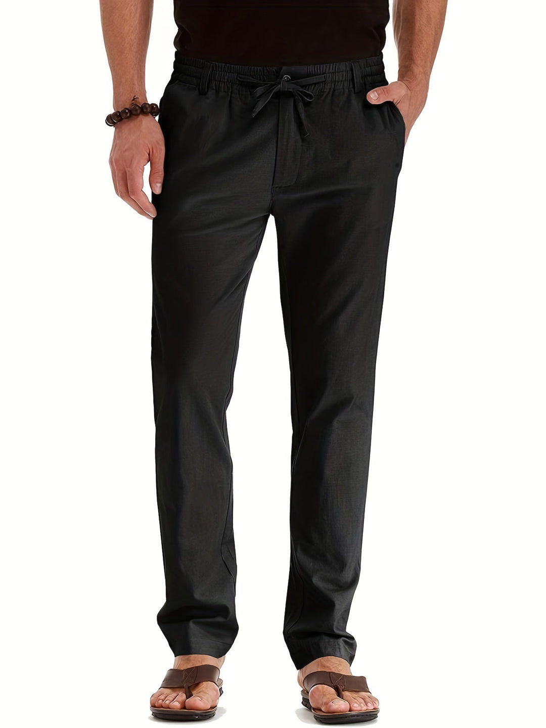 Men's light beige relaxed fit summer pants lightweight breathable fabric casual everyday comfort