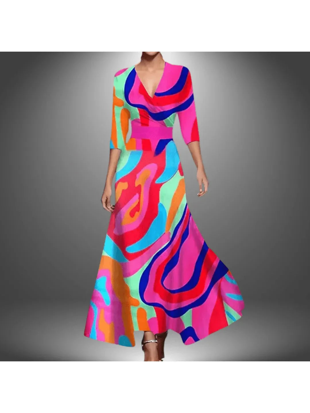 Leigh printed wrap maxi dress women floral flattering waist-cinching silhouette effortless chic
