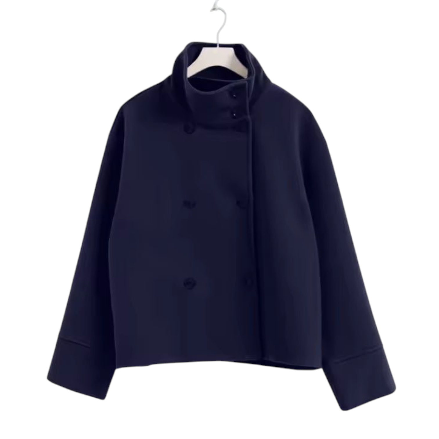 Women's short loose-fit jacket with oversized collar, versatile style for work and casual occasions