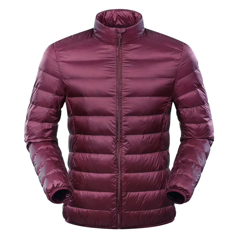 Men's ultra-light down jacket windproof full-zip stand-up collar lightweight insulated outerwear