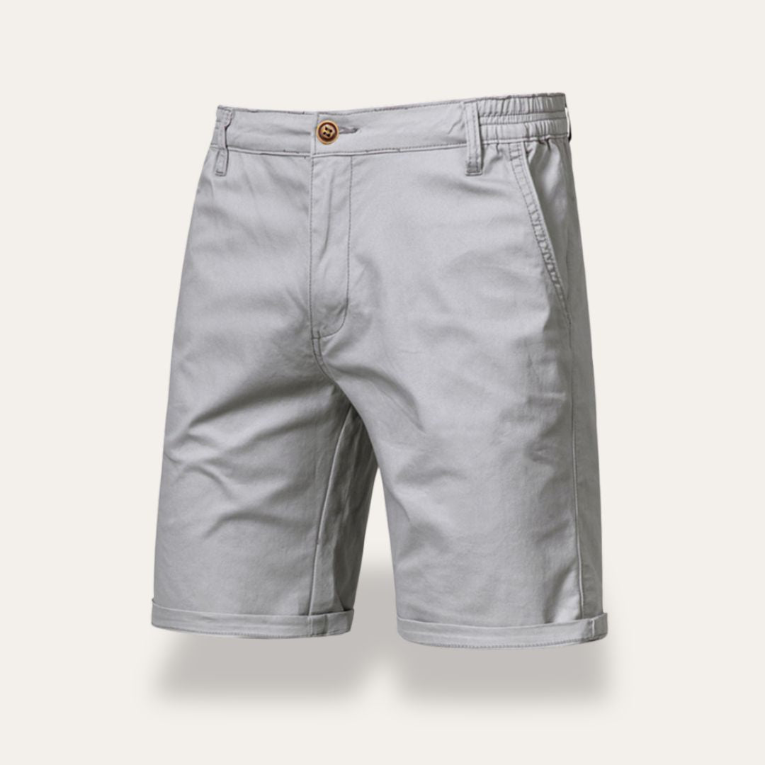 Men's classic fit mid-length cotton shorts breathable natural fiber everyday urban Nordic style
