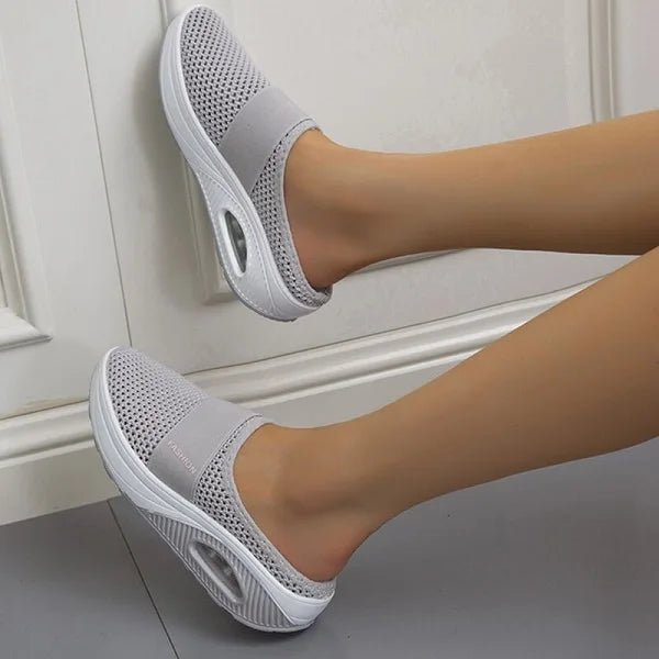 Women's slip-on mesh sandals with supportive non-slip sole, breathable design for all-day comfort