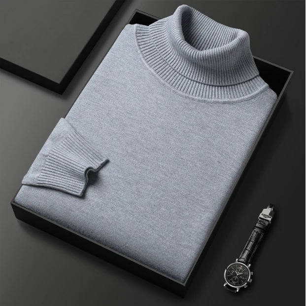 Men's premium turtleneck sweater in versatile knit, sharp slim fit for casual winter professional style