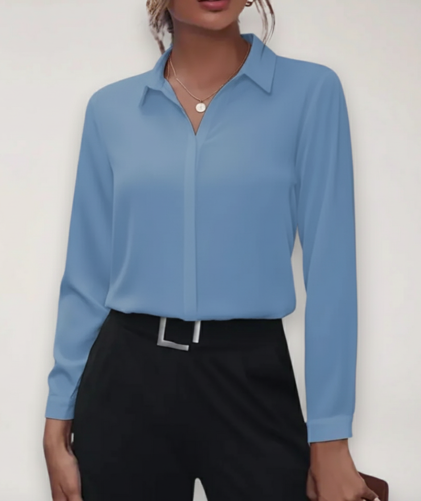 Charlotte women's tailored fit spring office blouse classic buttoned front professional workwear