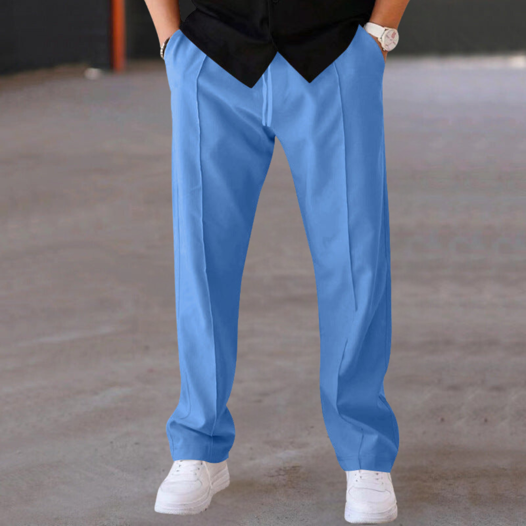 Men's lightweight casual wide-leg pants in relaxed fit, airy flowing silhouette for all-day comfort