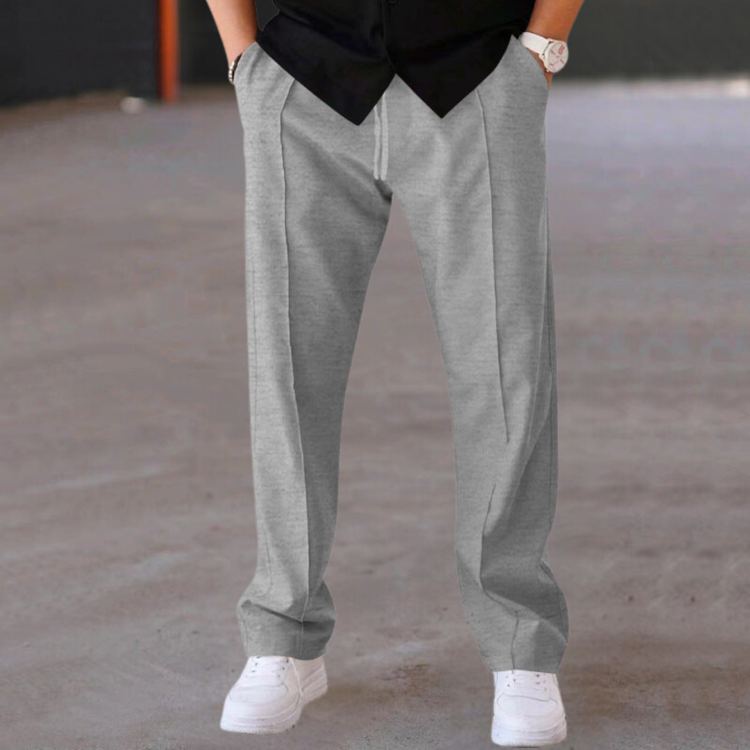 Men's lightweight casual pants relaxed wide-leg fit airy flowing silhouette refined comfort everyday style