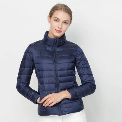 Women's lightweight short down jacket regular fit packable warmth versatile daily wear
