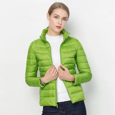 Women's lightweight down jacket regular fit short length packable warmth versatile daily wear
