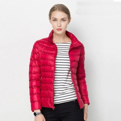 Women's lightweight short down jacket regular fit packable warmth versatile everyday style