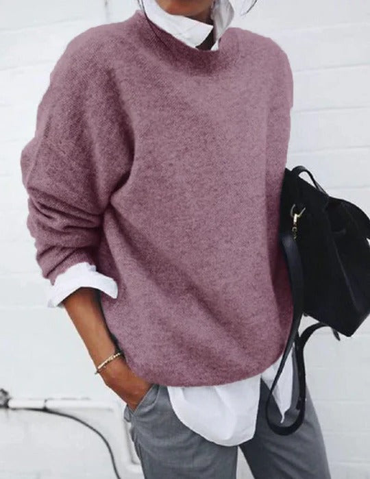 Men blue lightweight crew neck knit sweater breathable everyday casual fit smooth drape