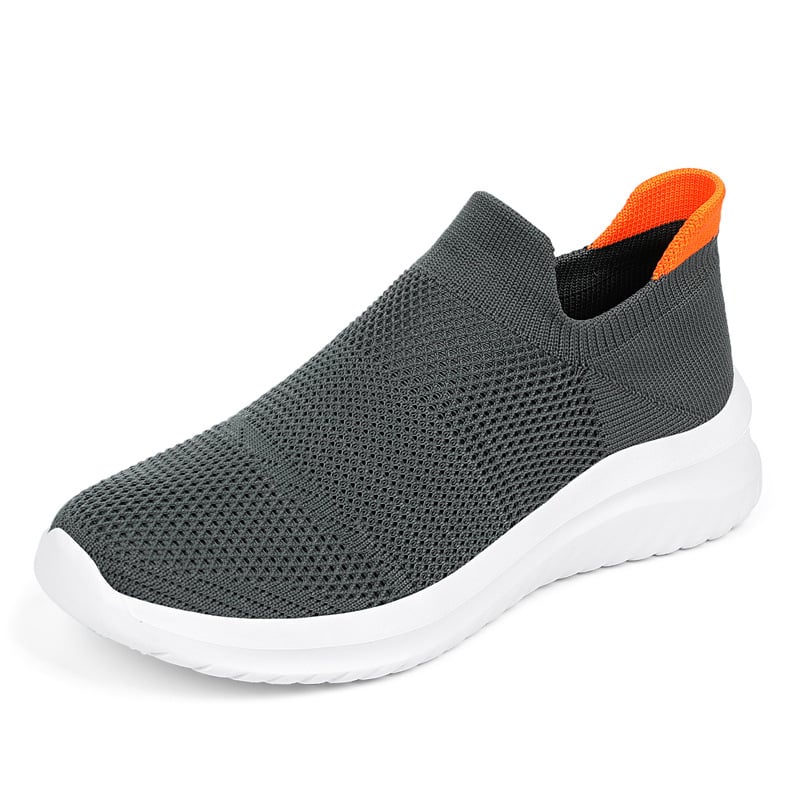 Women's gray slip-on mesh sneakers lightweight breathable flexible sole for daily walks and active wear