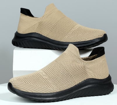 Women's white slip-on mesh sneakers lightweight breathable flexible sole for daily walks