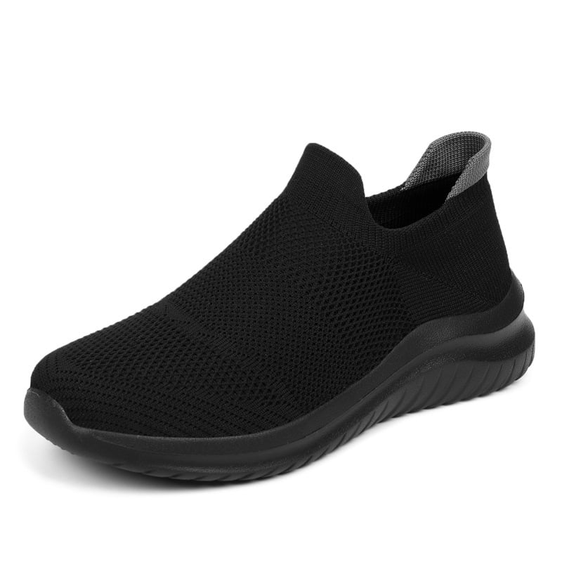 Women's grey mesh slip-on sneakers lightweight breathable elastic design for daily walks