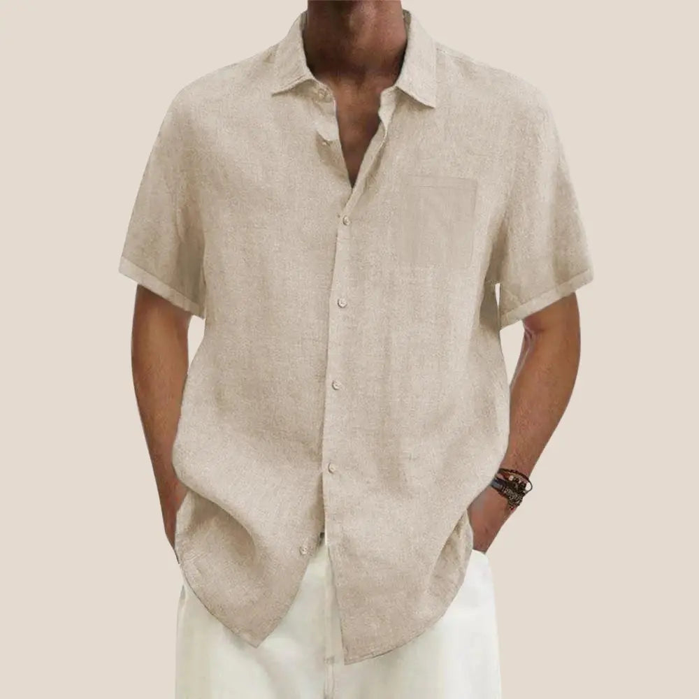 Antwerp unisex linen cotton blend short sleeve shirt oversized relaxed fit breathable summer essential