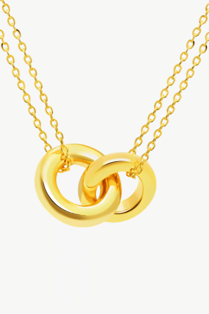 Linked Ring Necklace Polished Brass Modern Style - Urbann-Vibe