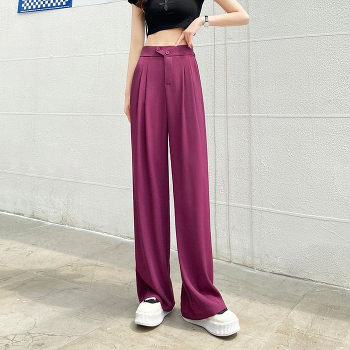 Women's high waist wide leg dress pants structured waistband straight cut polished professional silhouette