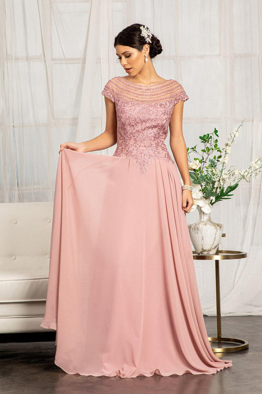 Dusty Rose L Long Formal Chiffon Mother of the Bride Dress Sale - Urbann-Vibe