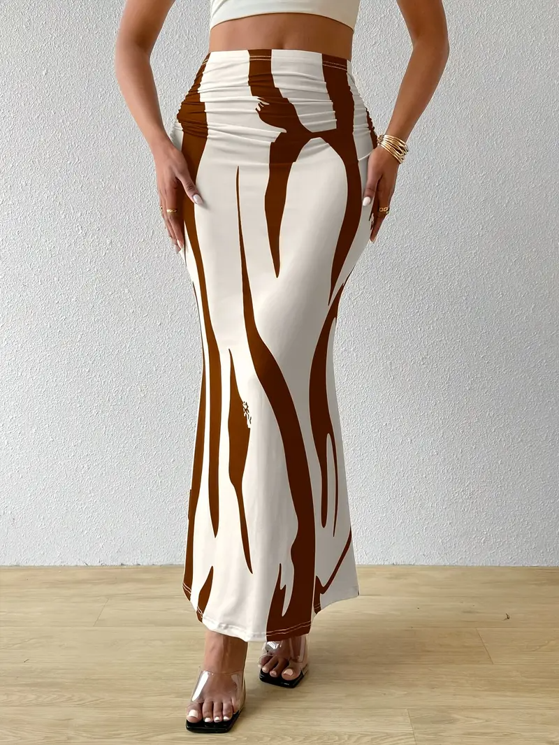 Auberge abstract print maxi skirt high-waisted flared hem lightweight fabric multicolor women