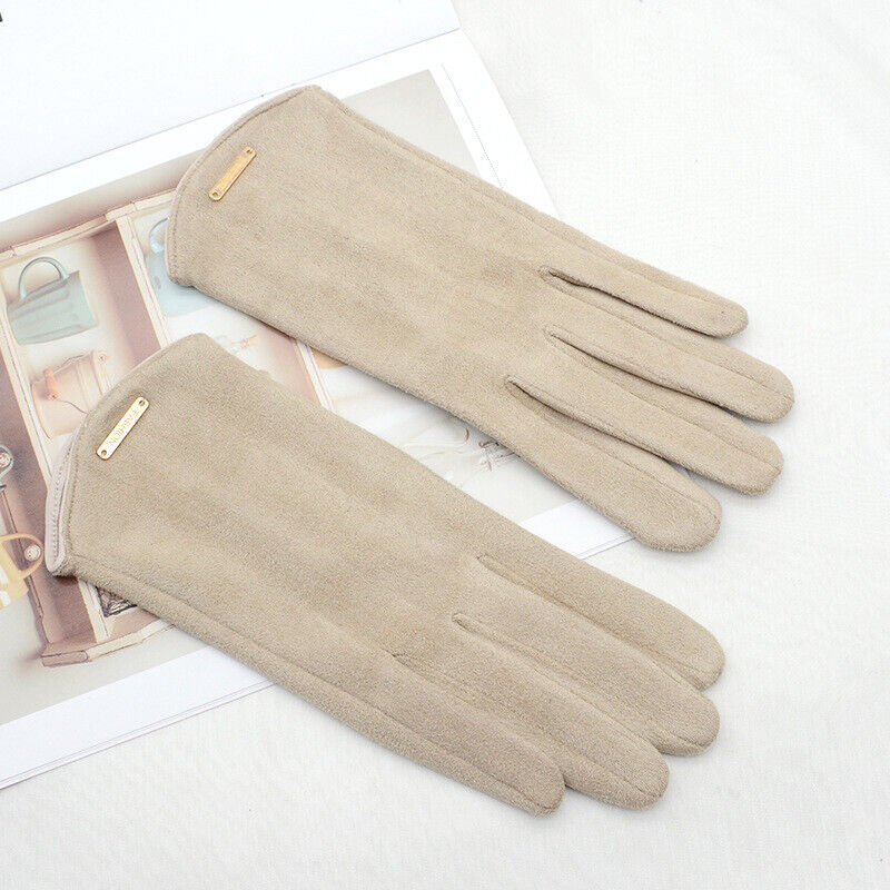 Lotte unisex suede touchscreen gloves cashmere-lined one-size winter essential in six colors