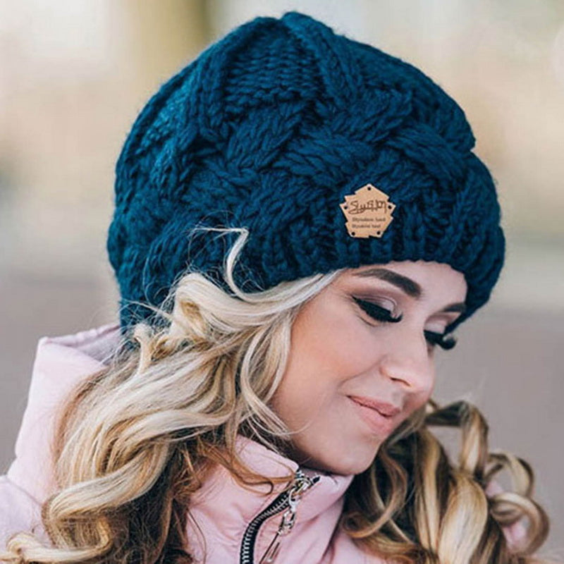 Lotte unisex knitted beanie cozy ribbed winter hat soft cotton-wool blend one size fits all