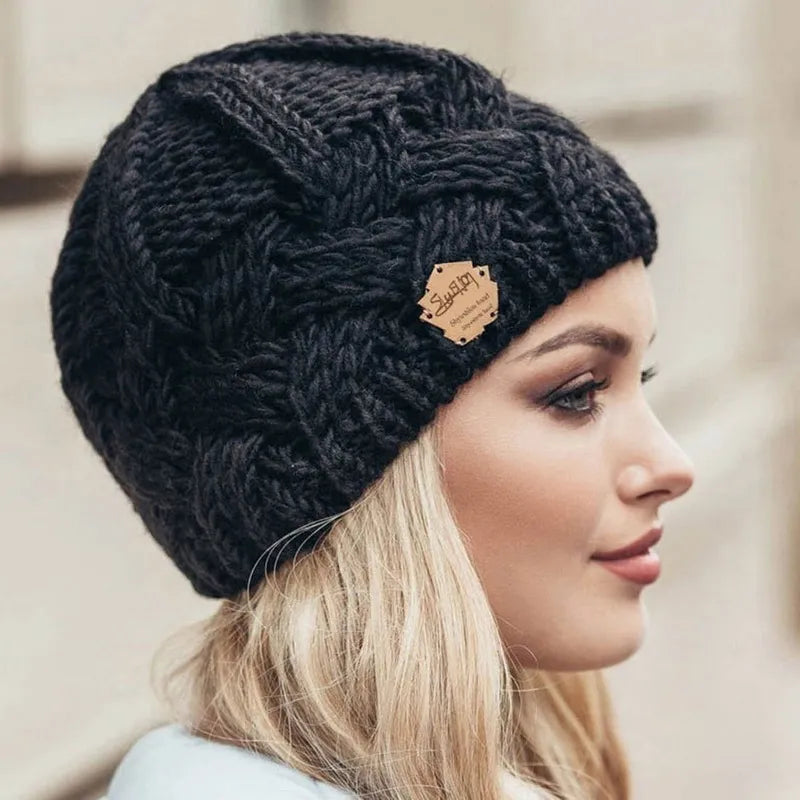 Lotte unisex knitted beanie cozy cotton-wool blend snug one-size winter hat