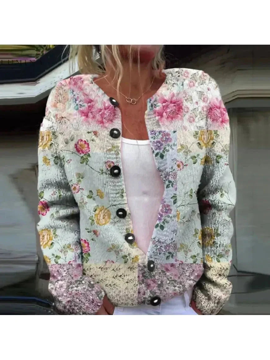 Lowri floral print women's cardigan soft comfort knit versatile elegant layering piece