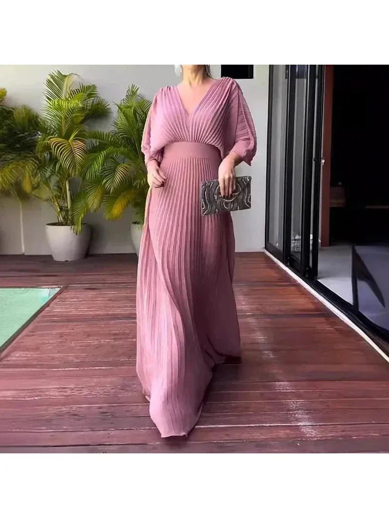 Lucy elegant wedding guest dress women timeless silhouette waist-hugging soft fabric flowy formal gown