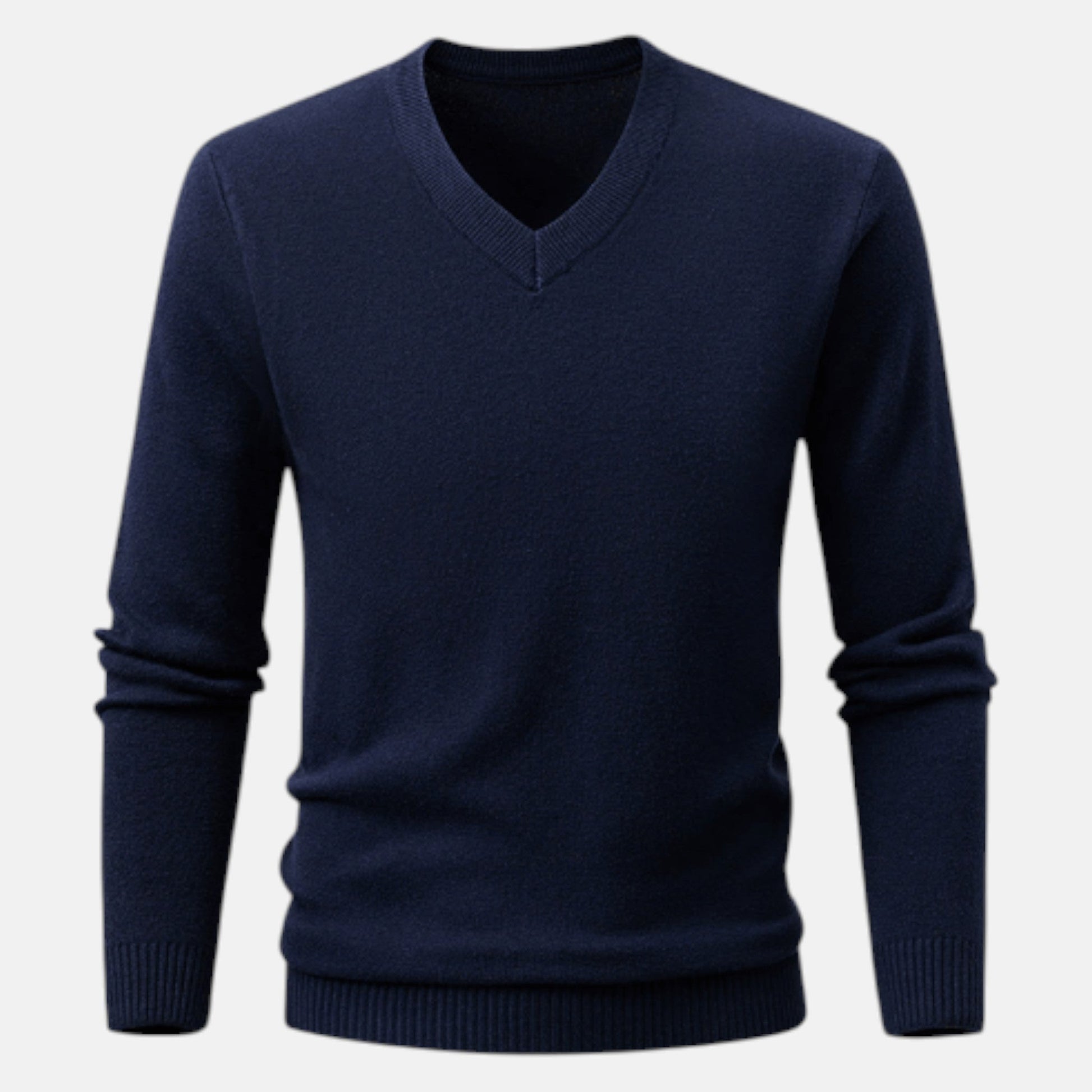 Men's slim fit V-neck sweater in breathable knit, versatile work-to-casual style with tailored chest fit