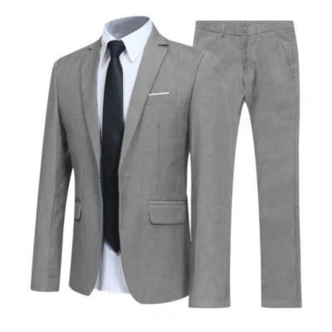 Lukas Korean-style men's two-piece suit in modern slim cut for professional elegance