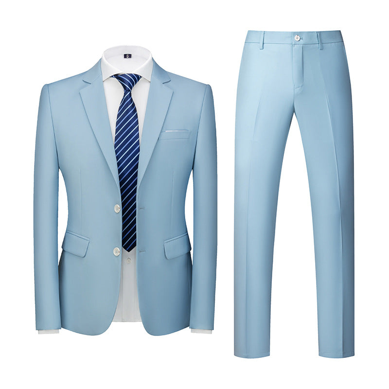 Lukas Korean-style men's two-piece suit in modern slim cut for professional versatile elegance