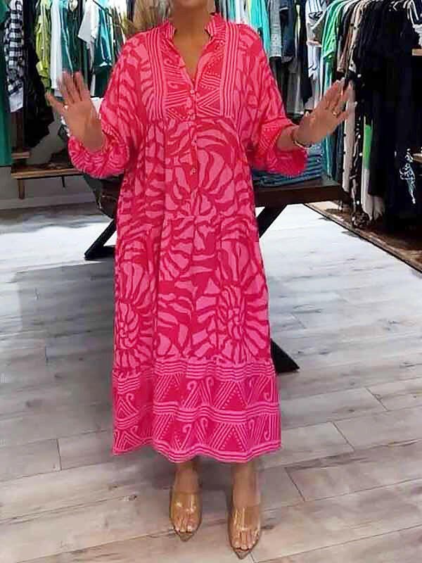 Women's vibrant printed maxi dress relaxed fit bold artistic pattern all-day comfort
