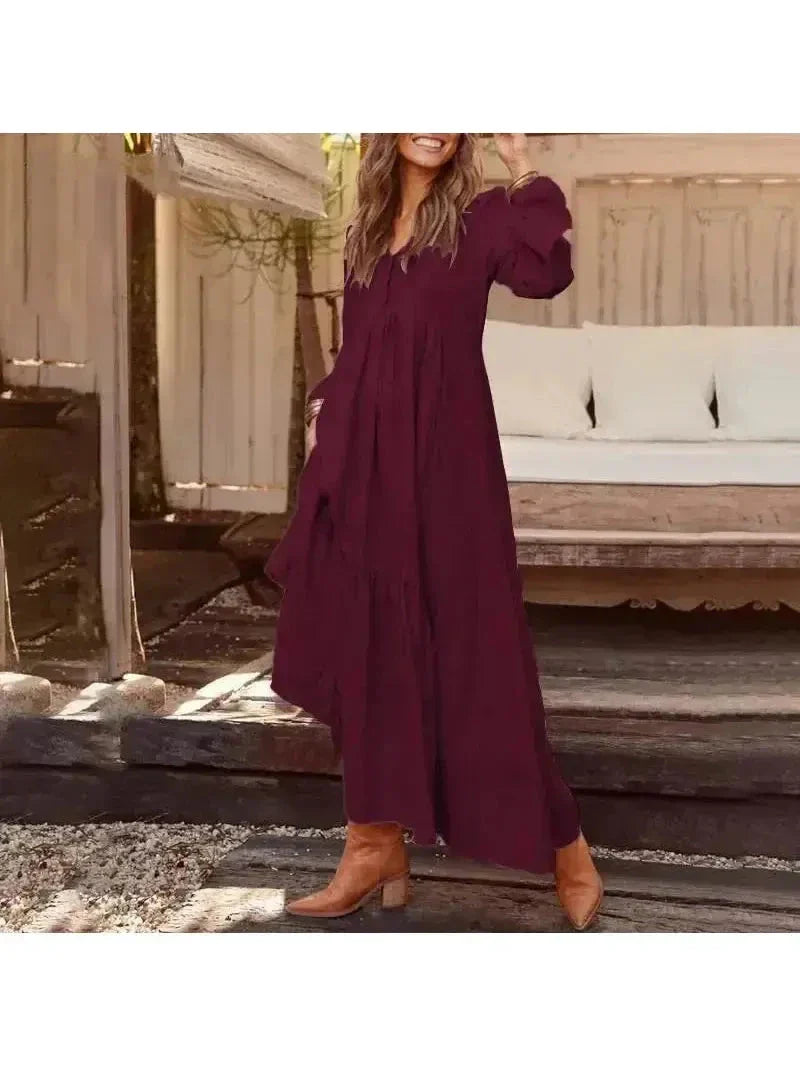 Giulia women's long sleeve dress elegant fitted silhouette breathable fabric day-to-evening versatile
