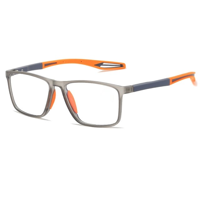 Men's two-tone rectangular multifocal reading glasses ultralight textured grip frame modern style