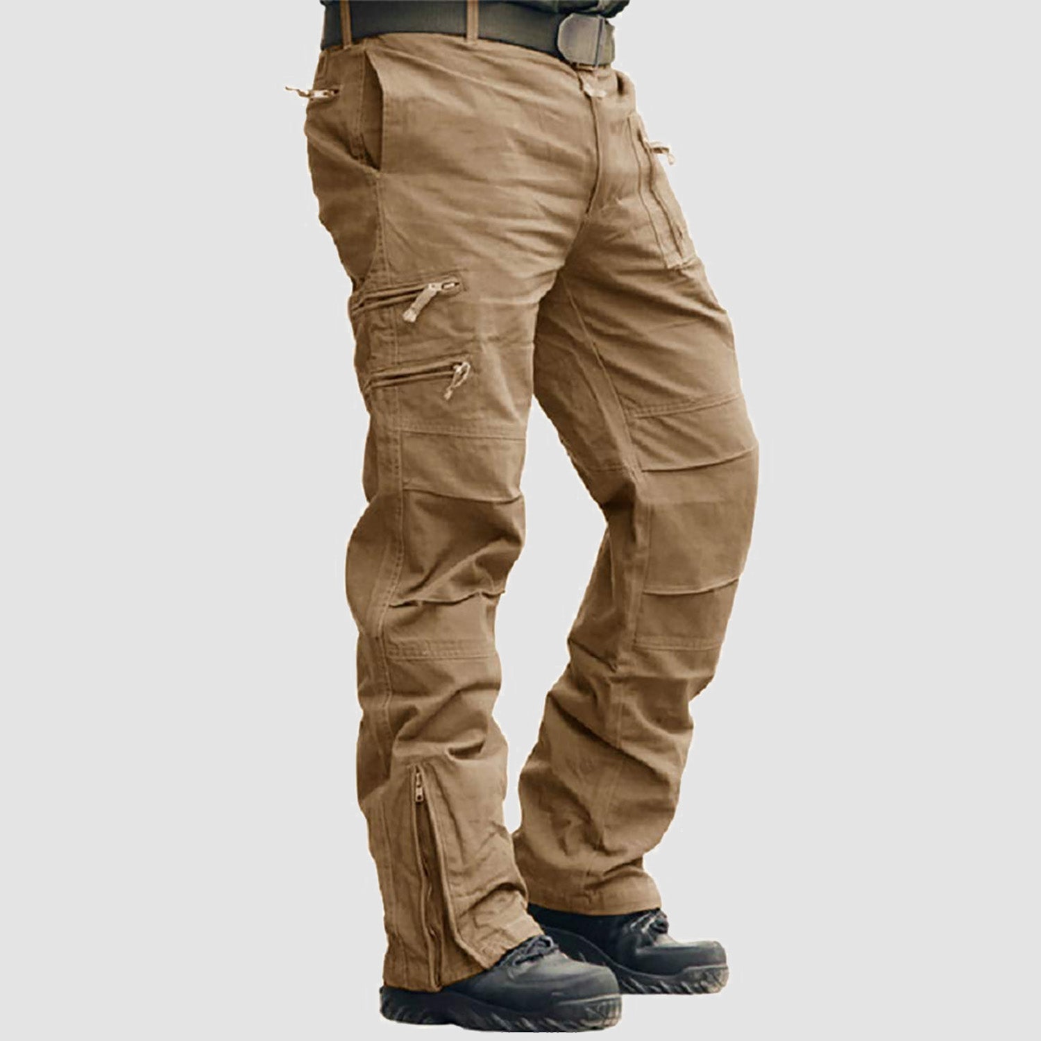 Men's tactical cargo pants in rugged outdoor style with 9 pockets for hiking and adventures