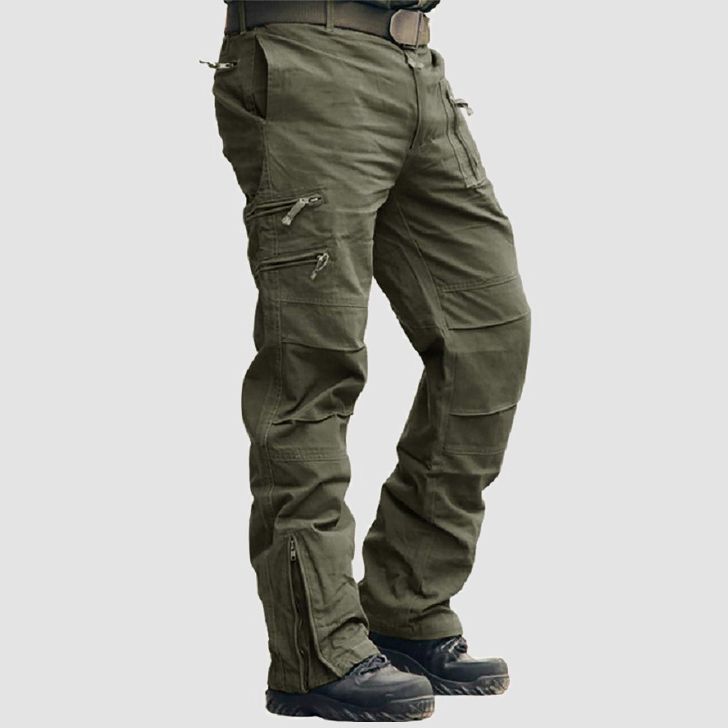 Men's tactical cargo pants in rugged outdoor style with 9-pocket configuration for hiking