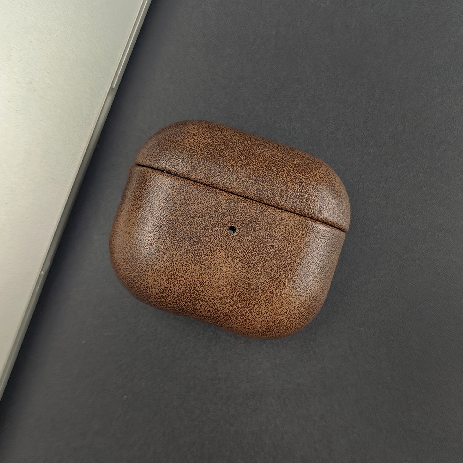 Executive slim full-grain leather AirPods case drop-resistant wireless charging ready professional patina