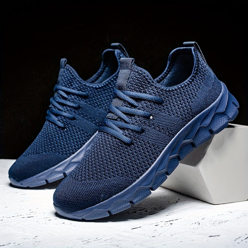 Lightweight breathable mesh running sneakers with second-skin knit fit and performance grip sole