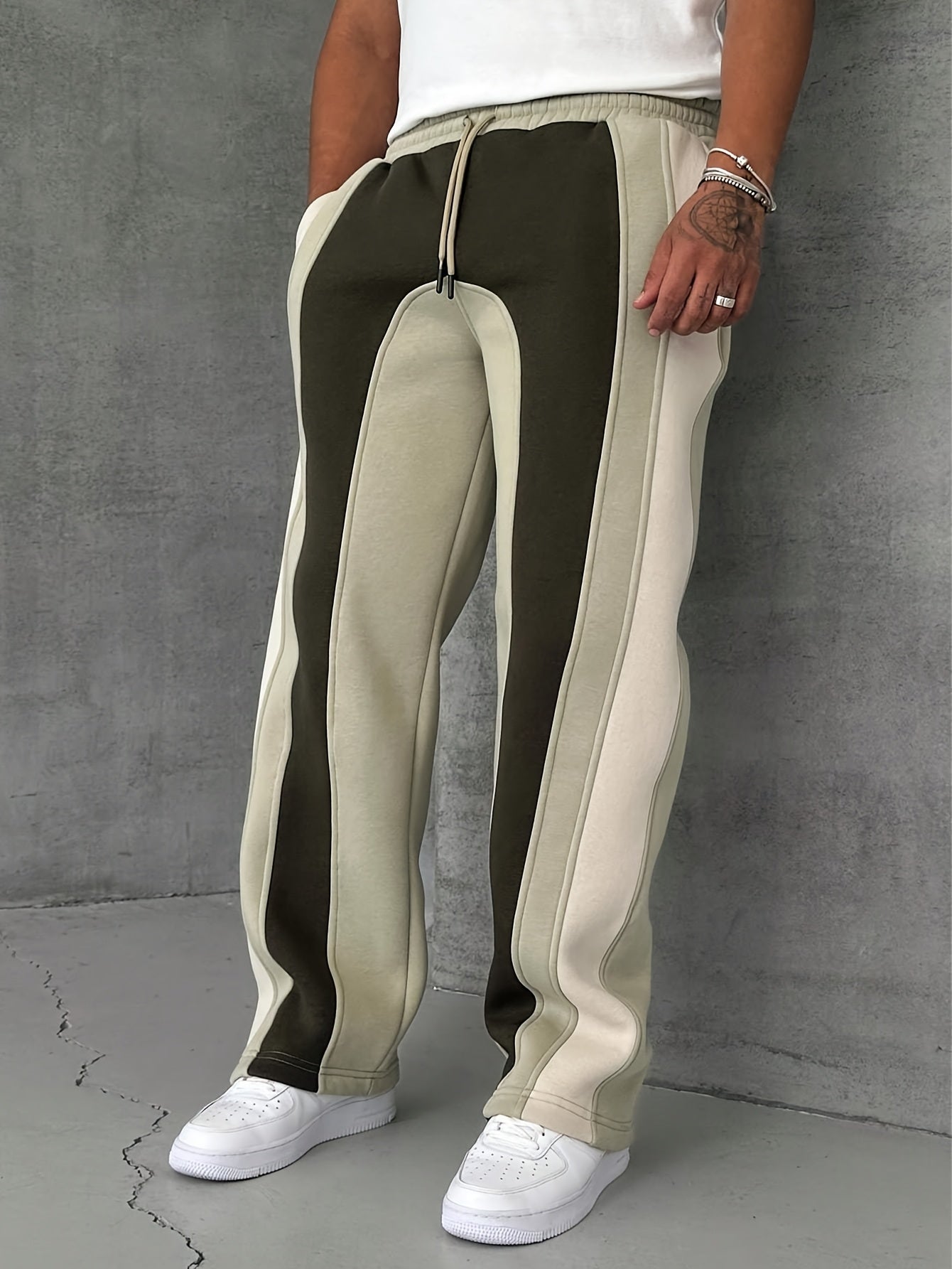 Axis heavyweight cotton fleece colorblock sweatpant bold triple-panel two-tone streetwear athleisure fit